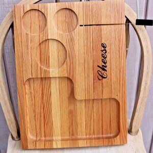 Vermillion Cheese and Wine Serving Tray with Glasses and a Pitcher